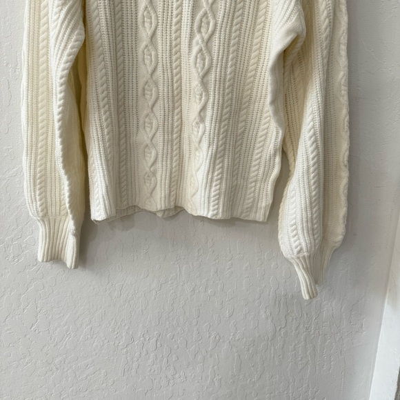Lovers + Friends Cable Knit Fisherman White Pullover Preppy Sweater Size Small - Picture 3 of 7